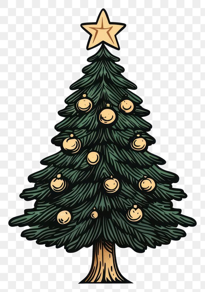 PNG Christmas tree illustration decoration ornaments.