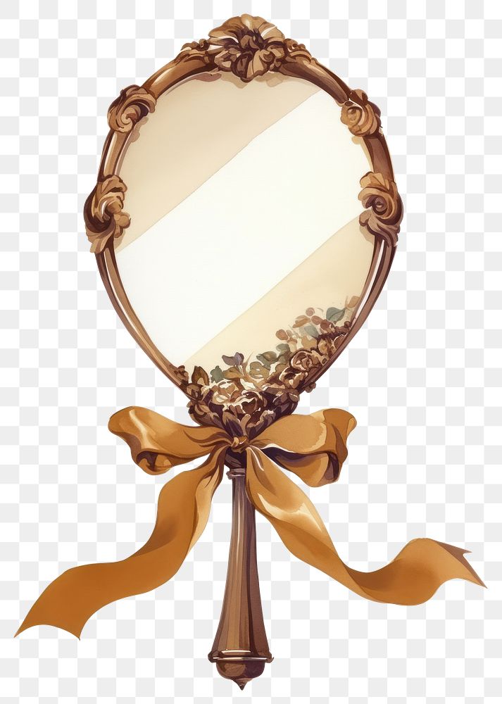 PNG Brown coquette mirror ribbon style chandelier.