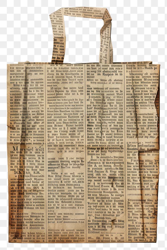 PNG Ephemera paper shopping bag newspaper material vintage.