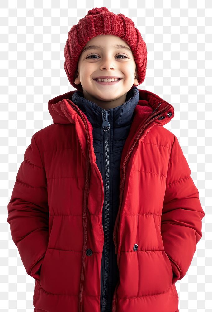 PNG Happy boy in red winter clothes clothing jacket happy.