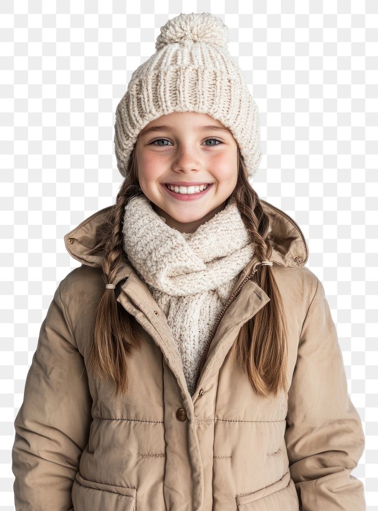 PNG Happy girl in winter clothes clothing scarf happy.