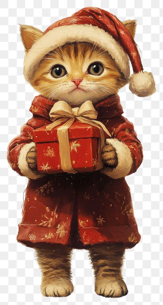 PNG Kitten christmas painting animal.