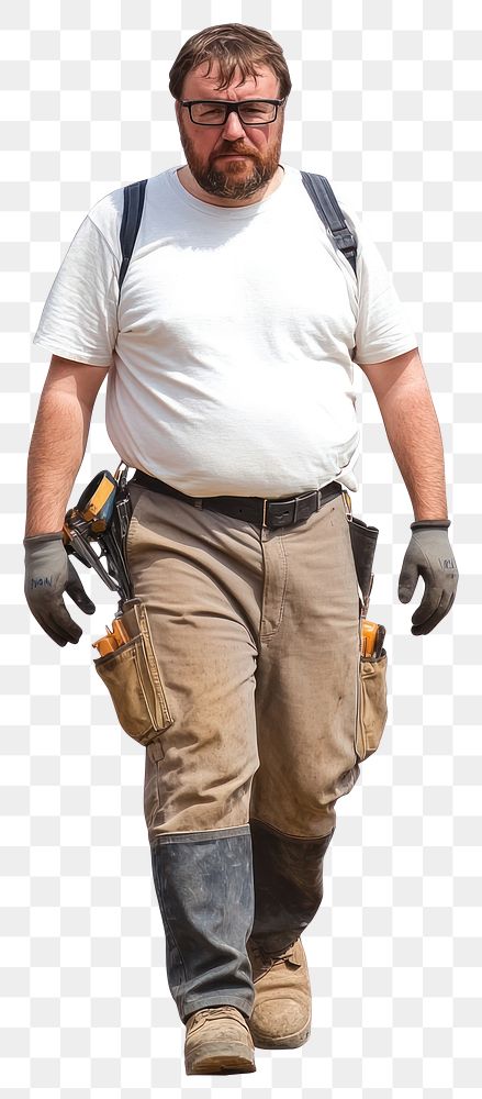 PNG Repair man walking glasses worker gloves.