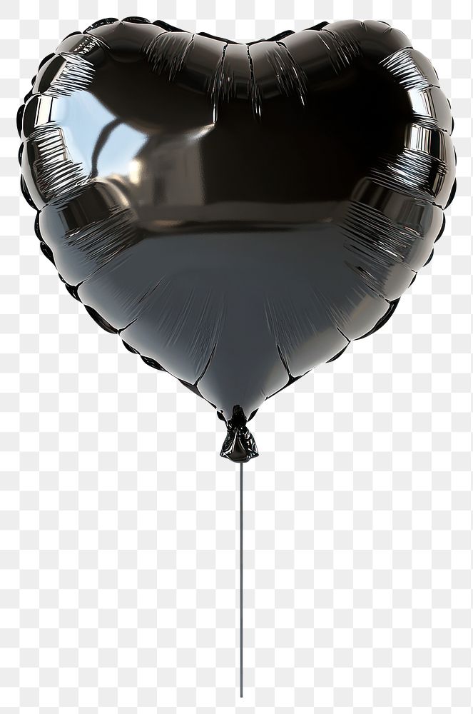 PNG Real heart shape balloon black heart-shaped decoration.