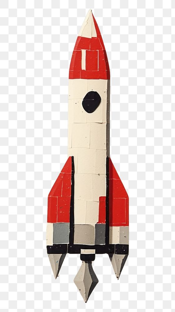 PNG Colorful mosaic rocket art.