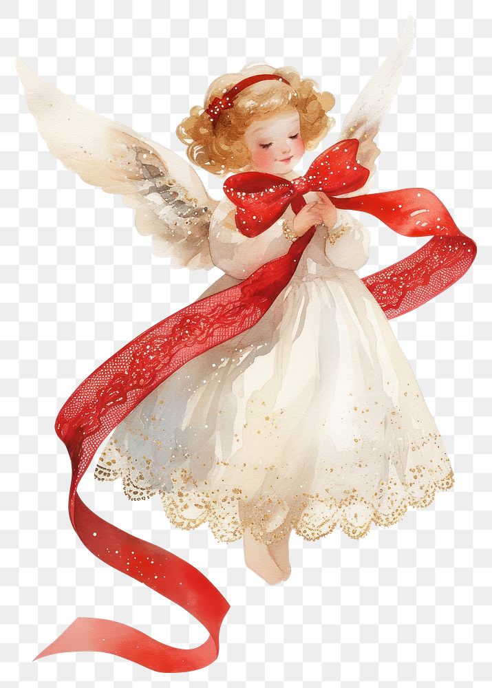 PNG Cute angel illustration watercolor christmas.