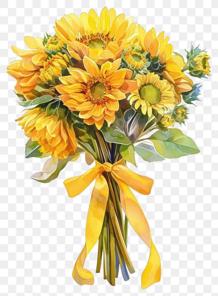 PNG Yellow coquette Sunflower bouquet sunflower flowers art.