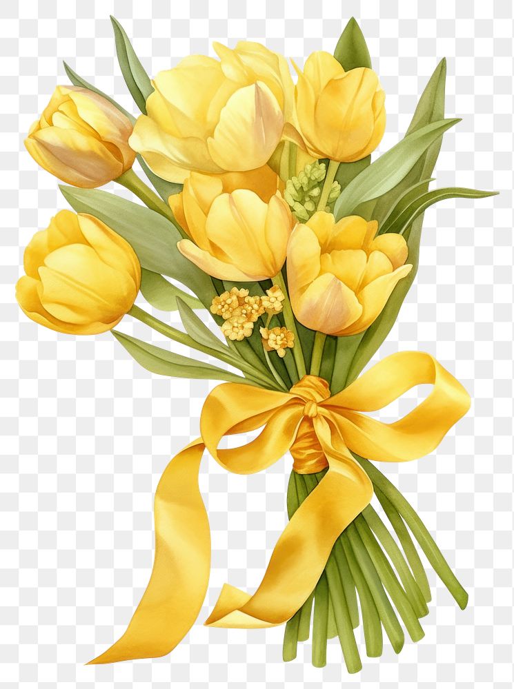 PNG Yellow coquette Tulip bouquet tulip art illustration.