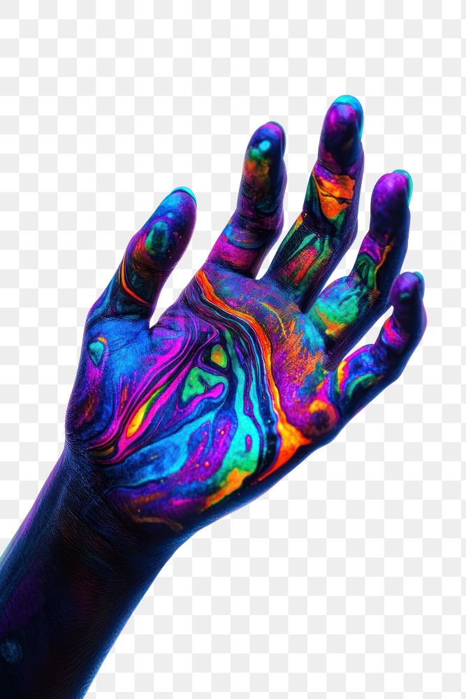 PNG Techno hand colorful vibrant.