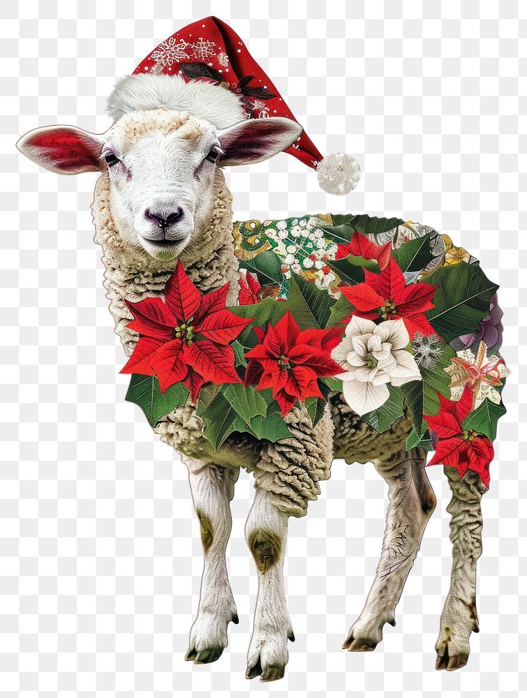 PNG Poinsettia Flower Collage sheep flowers poinsettia christmas.