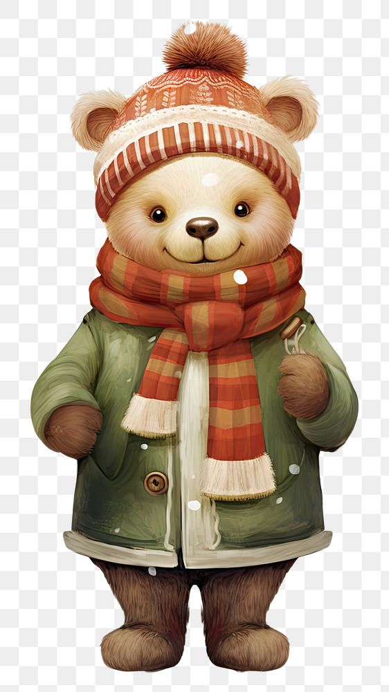 PNG A little cartoon bear snow toy representation. AI generated Image by rawpixel.