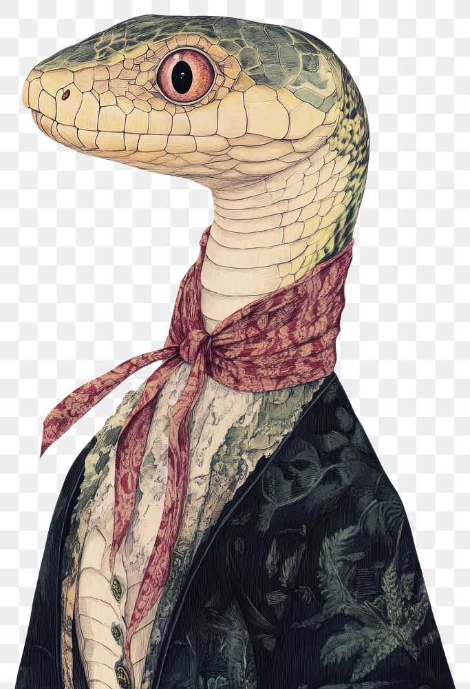 PNG Snake costumes wearing victorian fashion outfit animal reptile human.