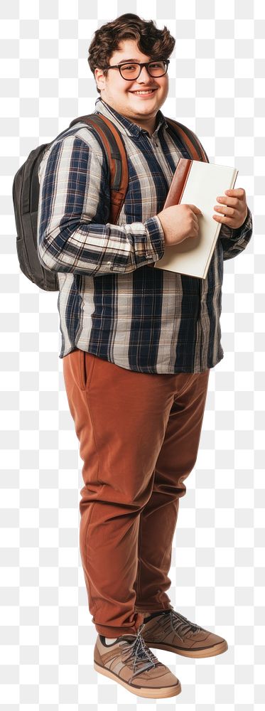 PNG Student backpack standing portrait.