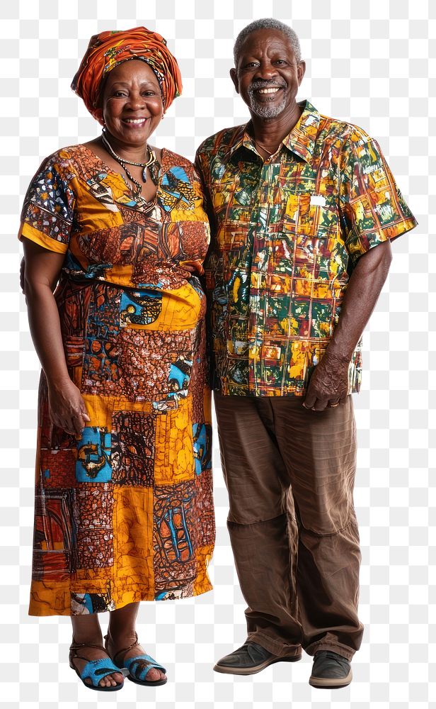 PNG African senior couple clothing photo happy.