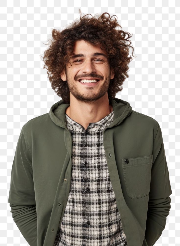 PNG Curly haired man laughing adult smile. 