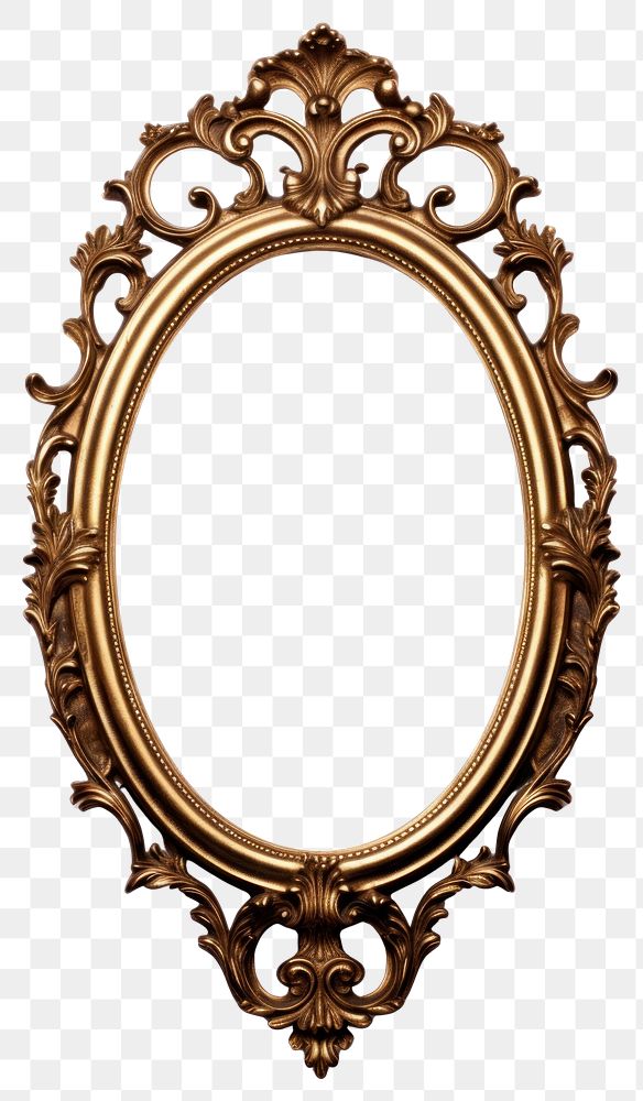 PNG Blank Oval Rococo frame oval vintage mirror.