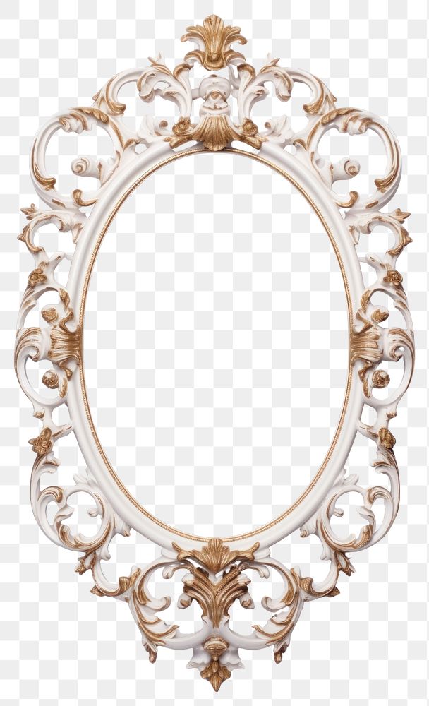 PNG Oval Rococo oval vintage mirror.