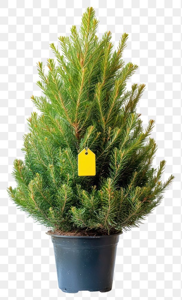 PNG An isolated real Christmas pine tree for sale in pot plant decoration evergreen conifer.