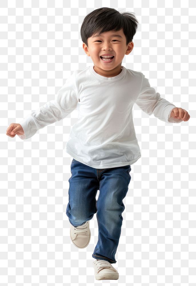 PNG Asian boy is running happy kid photography.