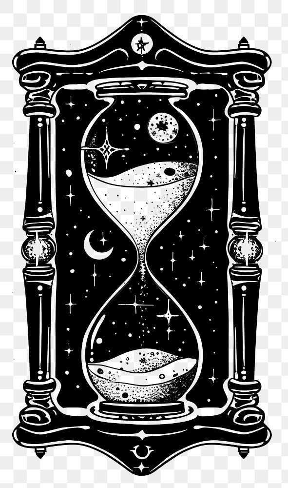 PNG Celestial illustration of Hourglass with Stars hourglass cosmic stars.