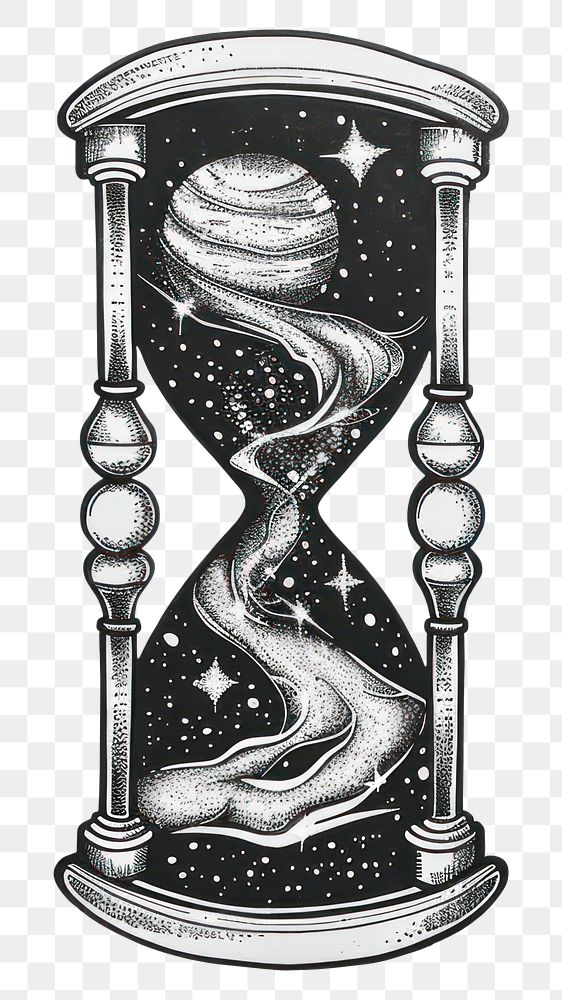 PNG Celestial illustration of Hourglass with Galaxies hourglass cosmic galaxy.