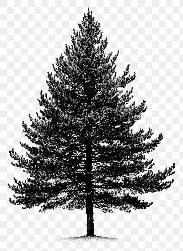 PNG Pine tree retro photocopy stipple effect white illustration botanical.