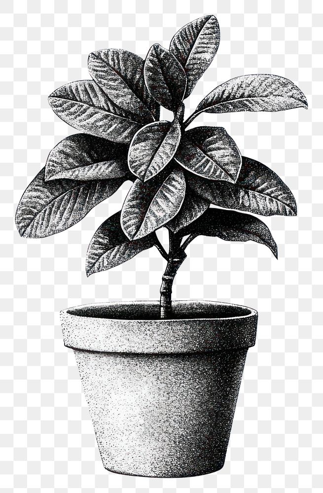 PNG Plant retro photocopy stipple effect white leaf illustration.