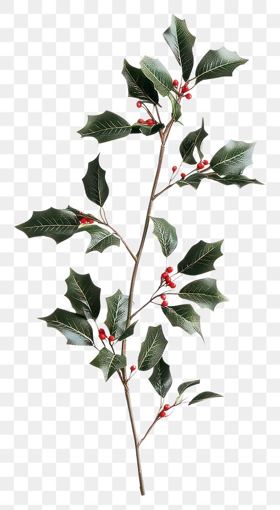 PNG A christmas Sprig of European holly with red leaves plant leaf.