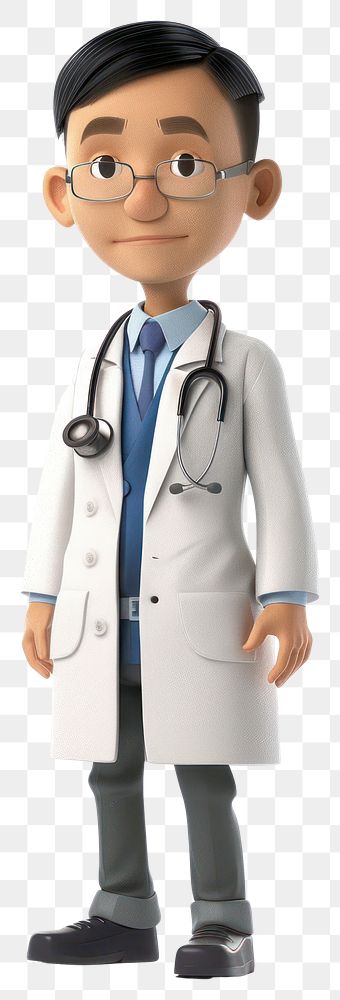 PNG Asian male Doctor character cartoon doctor.