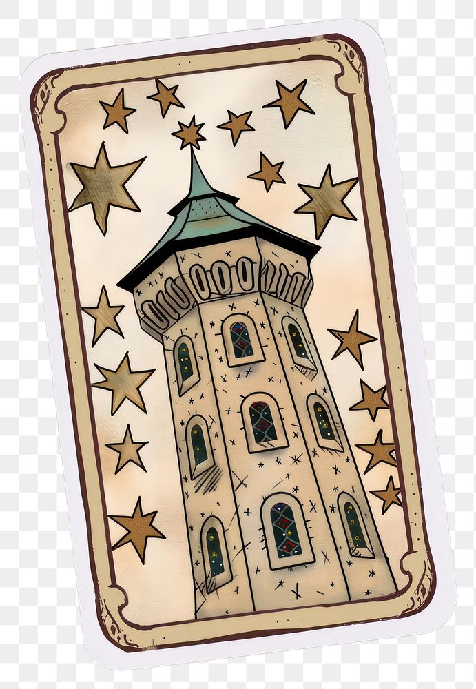 PNG Tarot card tower stars tarot.