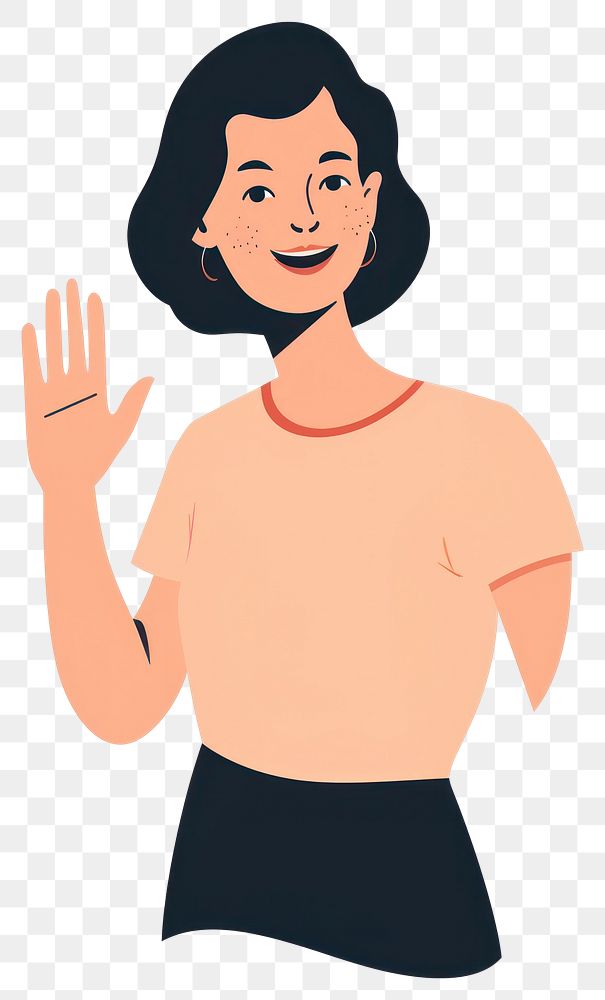 PNG Woman illustration gesture waving.