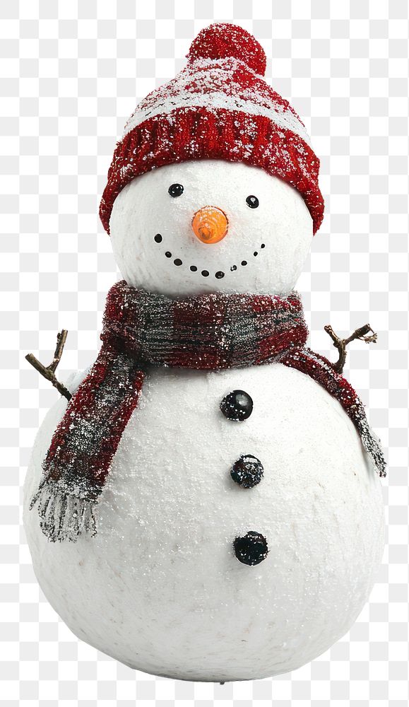 PNG Real snowman winter scarf hat.