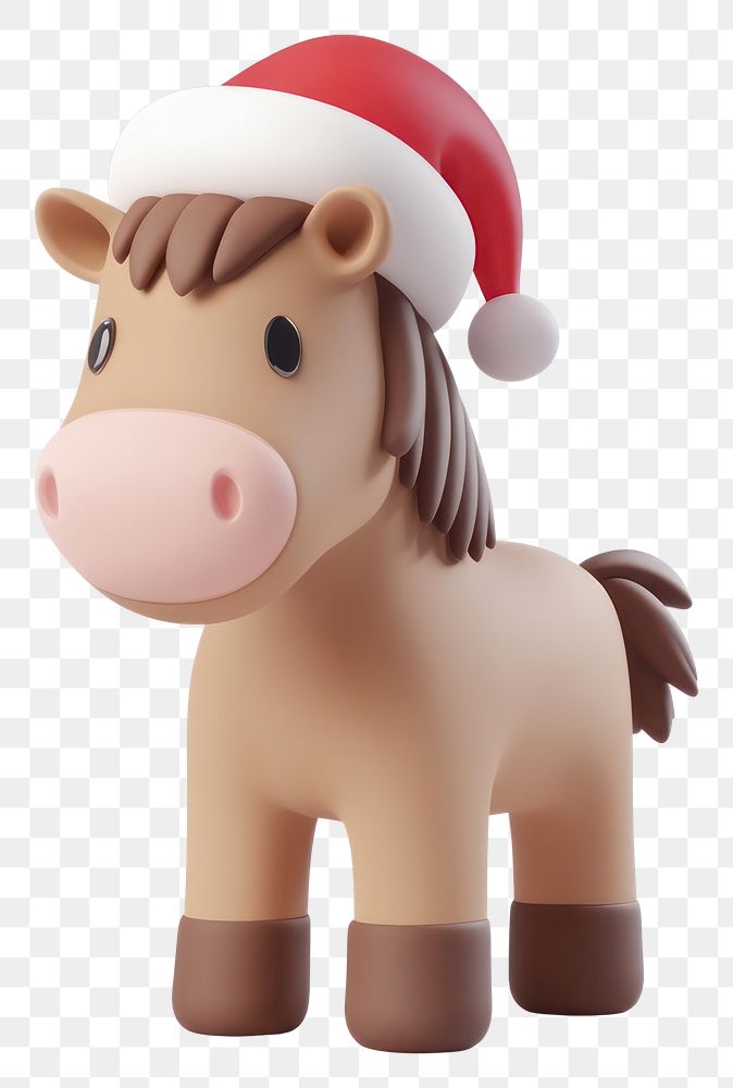 PNG Chubby horse wearing animal white santa.