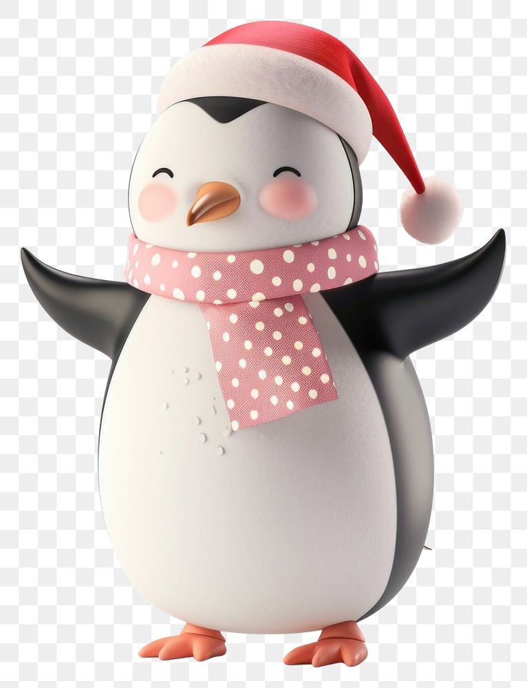 PNG Chubby penguin character winter santa.