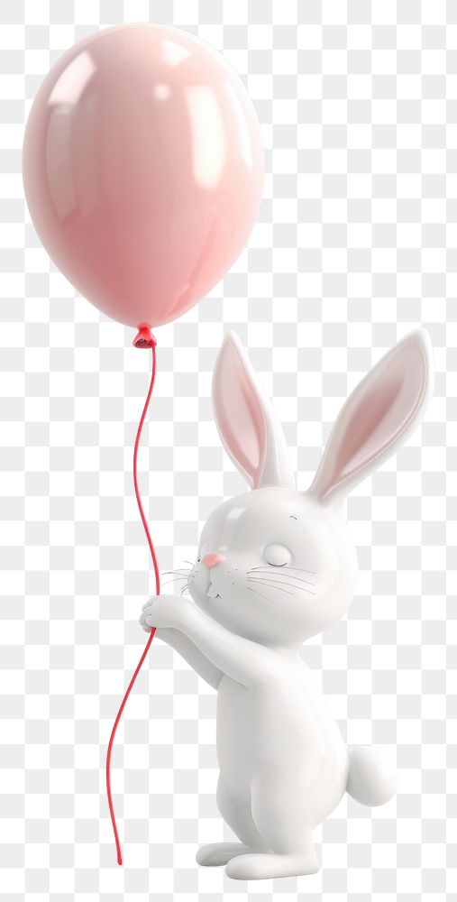 PNG Cute simple rabbit balloon twisted minimalist art illustration.