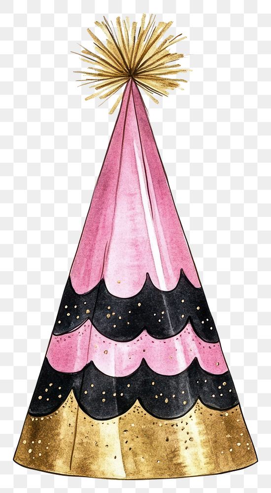 PNG Gold pink and black Party hat illustration festive party.