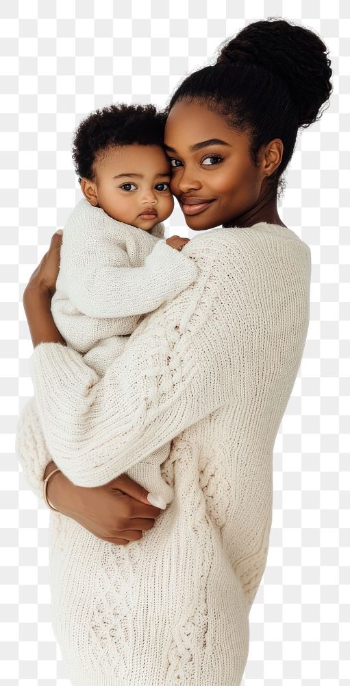 PNG Mother hugging her baby sweater person photo.