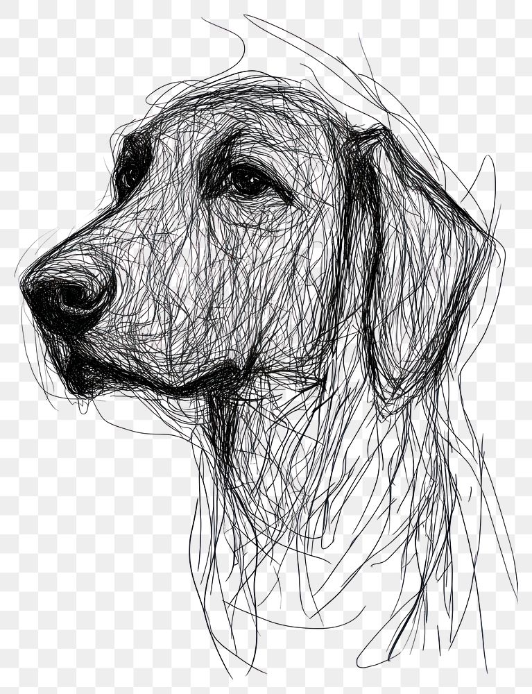 PNG Hand drawn of dog drawing art sketch.