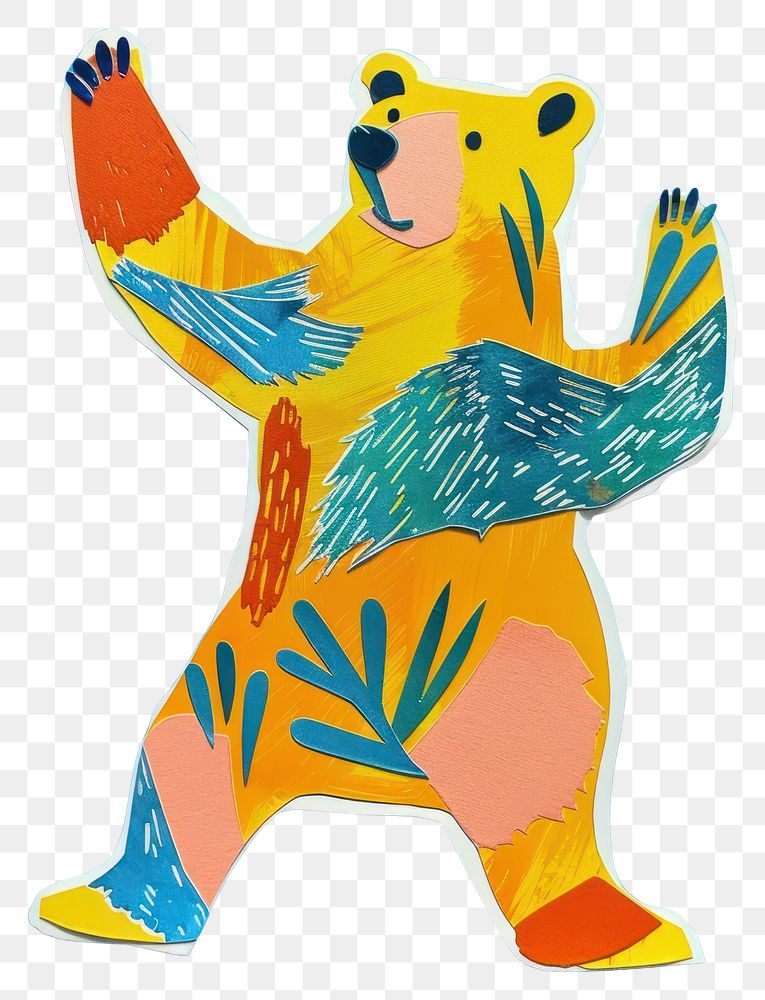 PNG Bear enjoy dancing illustration colorful animal.