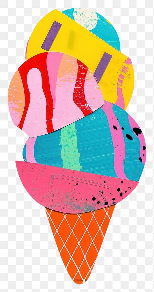 PNG Ice cream cone paper cut collage abstract colorful.