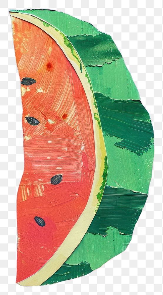 PNG Slice of watermelon paper cut illustration abstract colorful.