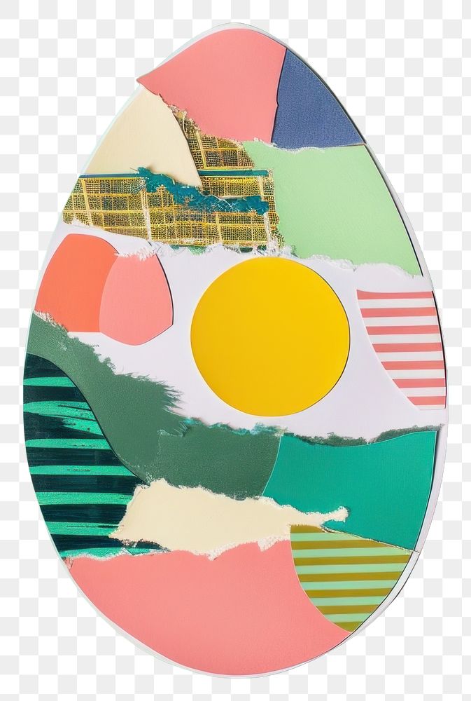 PNG Easter egg paper cut colorful abstract collage.