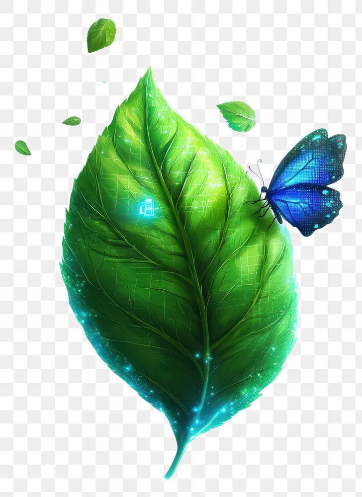 PNG Leaf butterfly green illustration.