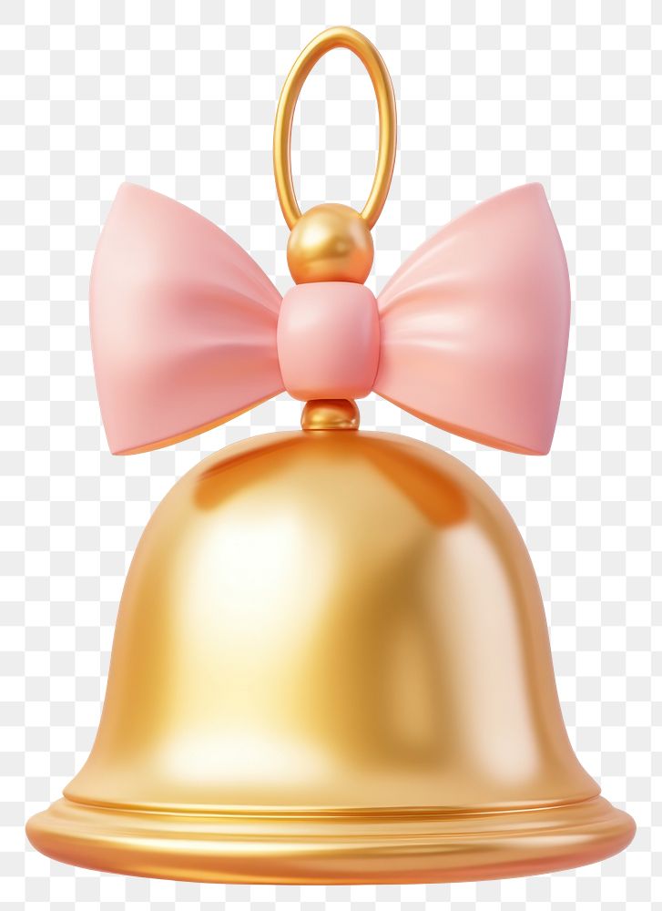 PNG 3d coquette golden bell pink bow accessories.