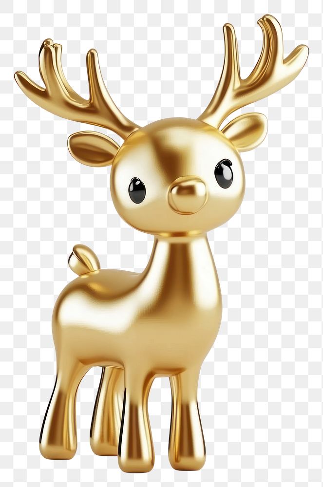 PNG Gold reindeer cute illustration figurine animal.