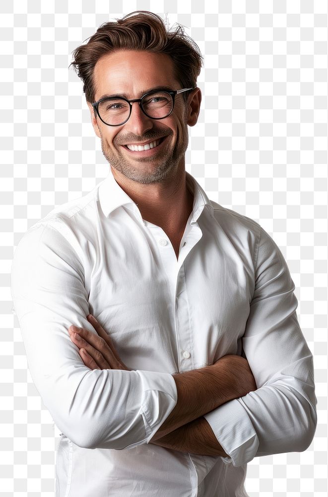 PNG Confident smiling man in glasses