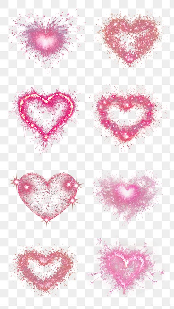 PNG Sparkling pink heart fireworks on transparent background