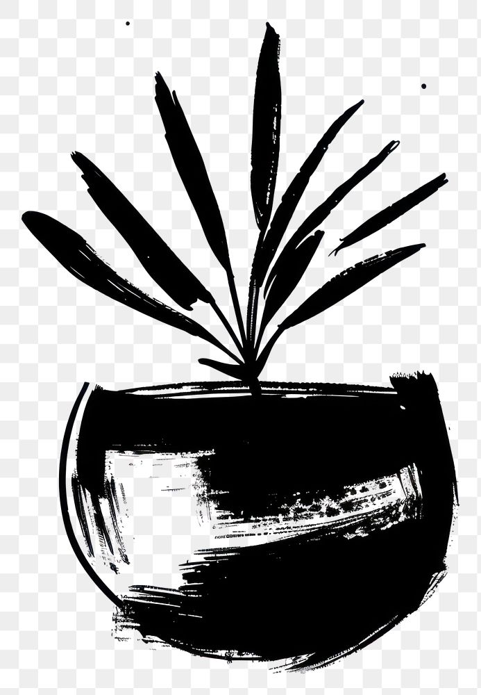 PNG Plant pot illustration black art.