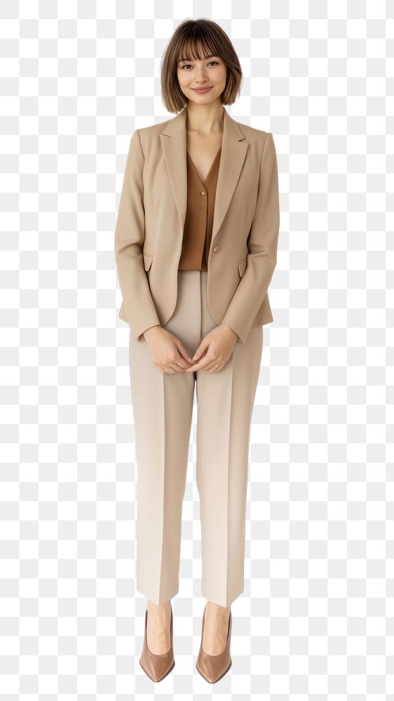 PNG Happy half asian and american woman in her 30s standing professional blazer style.