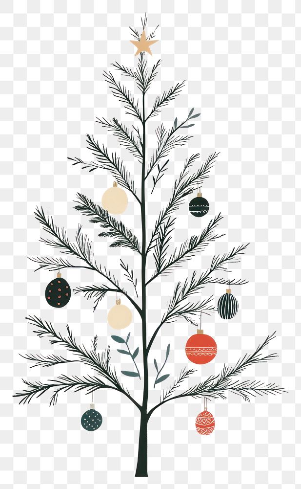 PNG Christmas pine tree illustration ornament simple.